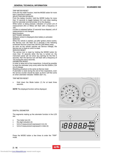 Aprilia Scarabeo 500 Scooter Service Manual | 2006-2010 - sample page 4