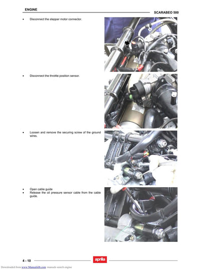 Aprilia Scarabeo 500 Scooter Service Manual | 2006-2010 - sample page 3