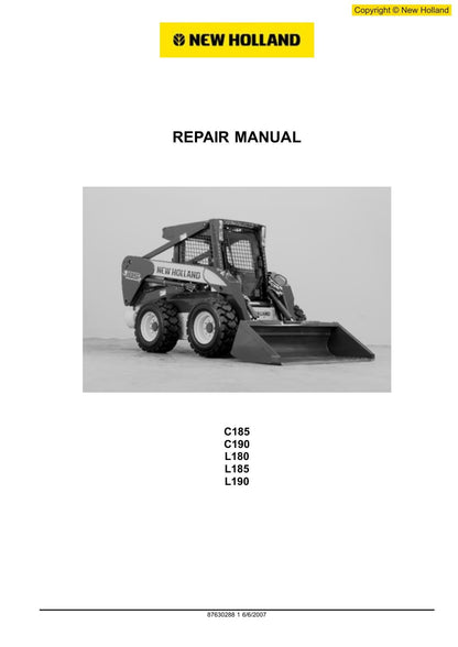 New Holland L180 L185 L190 C185 C190 Skid Steer Service Manual | 2006-2010 - sample page 2