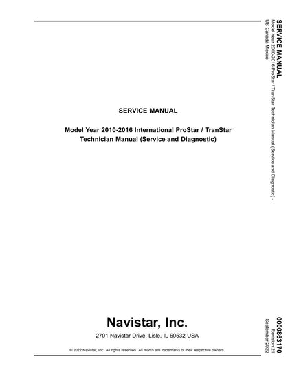 International ProStar TranStar Semi Truck Service Manual | 2010-2016 - sample page 1