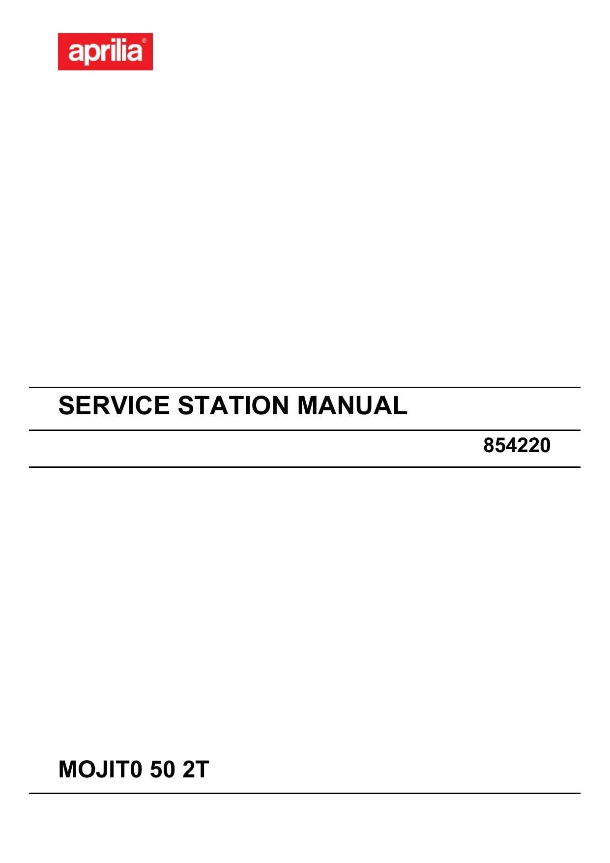 Aprilia Mojito 50 2T Scooter Service Manual | 2008-2012 - sample page 1