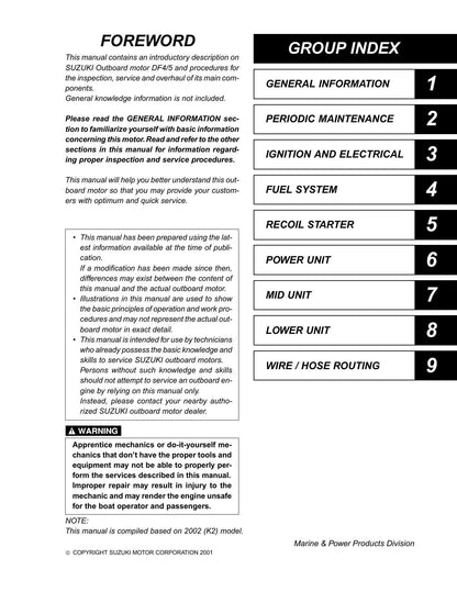 Suzuki DF4 DF5 Outboard Service Manual | 2002-2006 - sample page 5