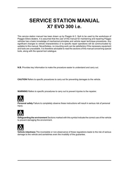Piaggio X7 EVO 300 ie Scooter Service Manual | 2008-2012 - sample page 6