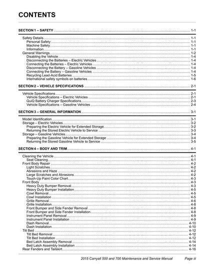 Club Car Carryall 500 700 Golf Cart Service Manual | 2015-2019 - sample page 3