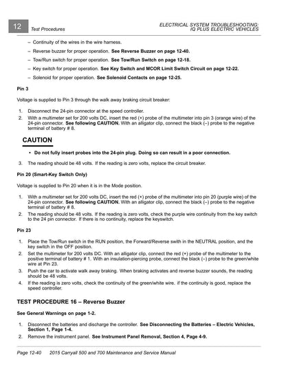 Club Car Carryall 500 700 Golf Cart Service Manual | 2015-2019 - sample page 7