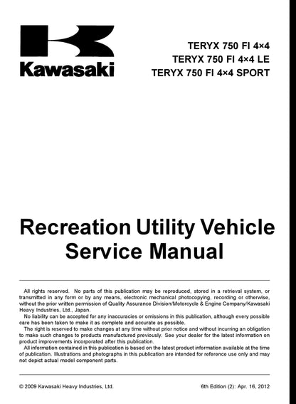 Kawasaki Teryx 750 UTV Service Manual | 2009-2012 - sample page 7