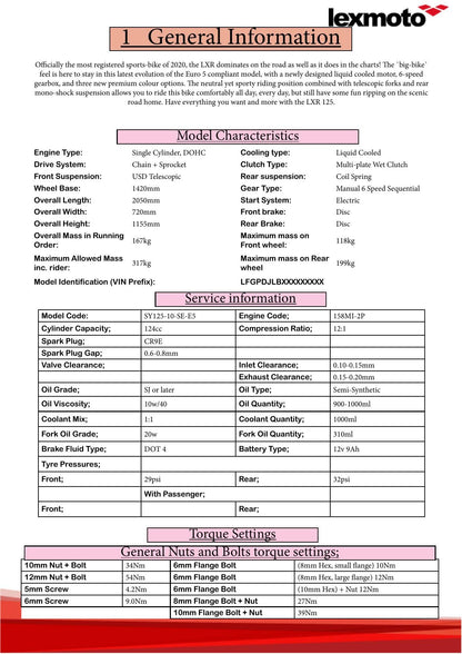 Lexmoto LXR 125 Motorcycle Service Manual | 2022-2026 - sample page 7