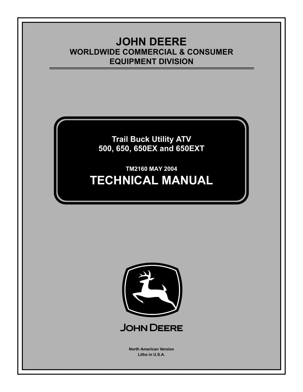 John Deere Trail Buck 500 650 ATV Service Manual | 2004-2008 - sample page 1