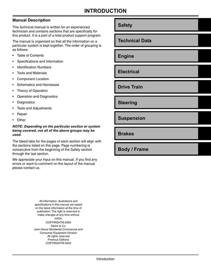 John Deere Trail Buck 500 650 ATV Service Manual | 2004-2008 - sample page 5