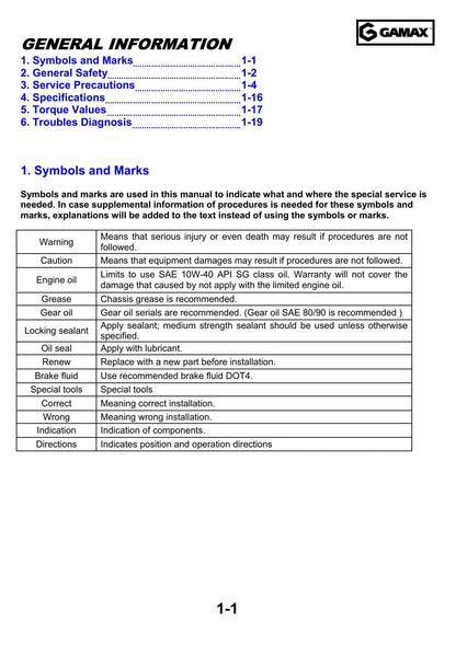 Gamax AX600 600LX ATV Service Manual | 2015-2019 - sample page 9