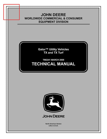 John Deere Gator TX TX Turf UTV Service Manual | 2004-2008 - sample page 1