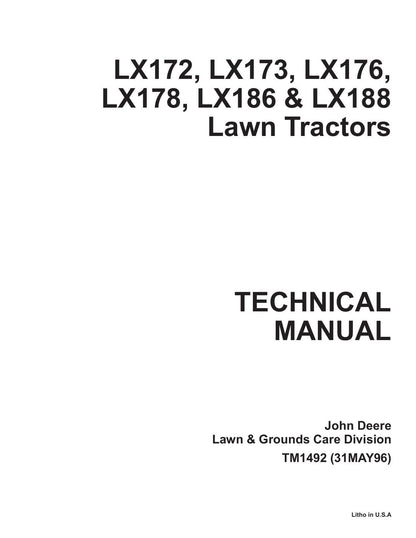 John Deere LX172 LX173 LX176 LX178 LX186 LX188 Tractor Service Manual | 1996-2000 - sample page 1