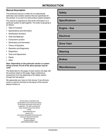 John Deere Gator XUV 620I UTV Service Manual | 2011-2015 - sample page 5