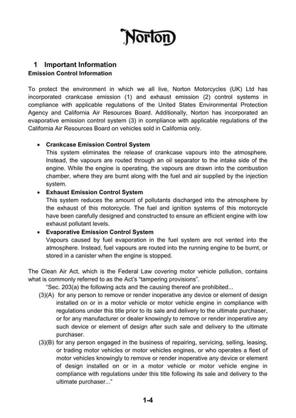 Norton Commando 961 Motorcycle Service Manual | 2013-2017 - sample page 6