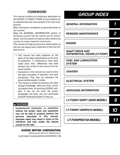 Suzuki King Quad 300 ATV Service Manual | 1999-2003 - sample page 6