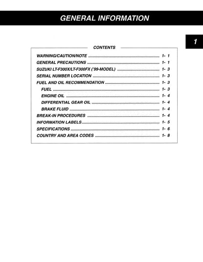Suzuki King Quad 300 ATV Service Manual | 1999-2003 - sample page 9