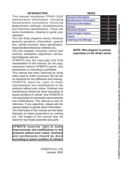 CFMOTO 450SS Motorcycle Service Manual | 2025-2026 - sample page 2