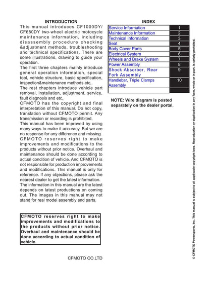 CFMOTO CFX-2E CFX-5E Electric Motorcycle Service Manual | 2024-2026 - sample page 2