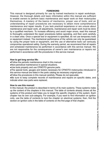 CFMOTO 800NK 799cc Motorcycle Service Manual | 2023-2026 - sample page 6