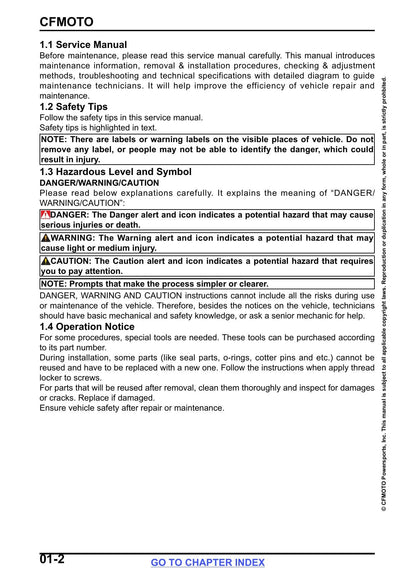 CFMOTO CFORCE 400 500 450 520 ATV Service Manual | 2025-2026 - sample page 8