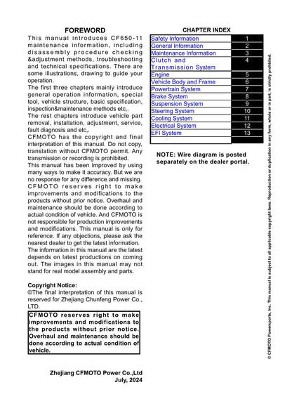 CFMOTO 675NK Motorcycle Service Manual | 2024-2026 - sample page 2