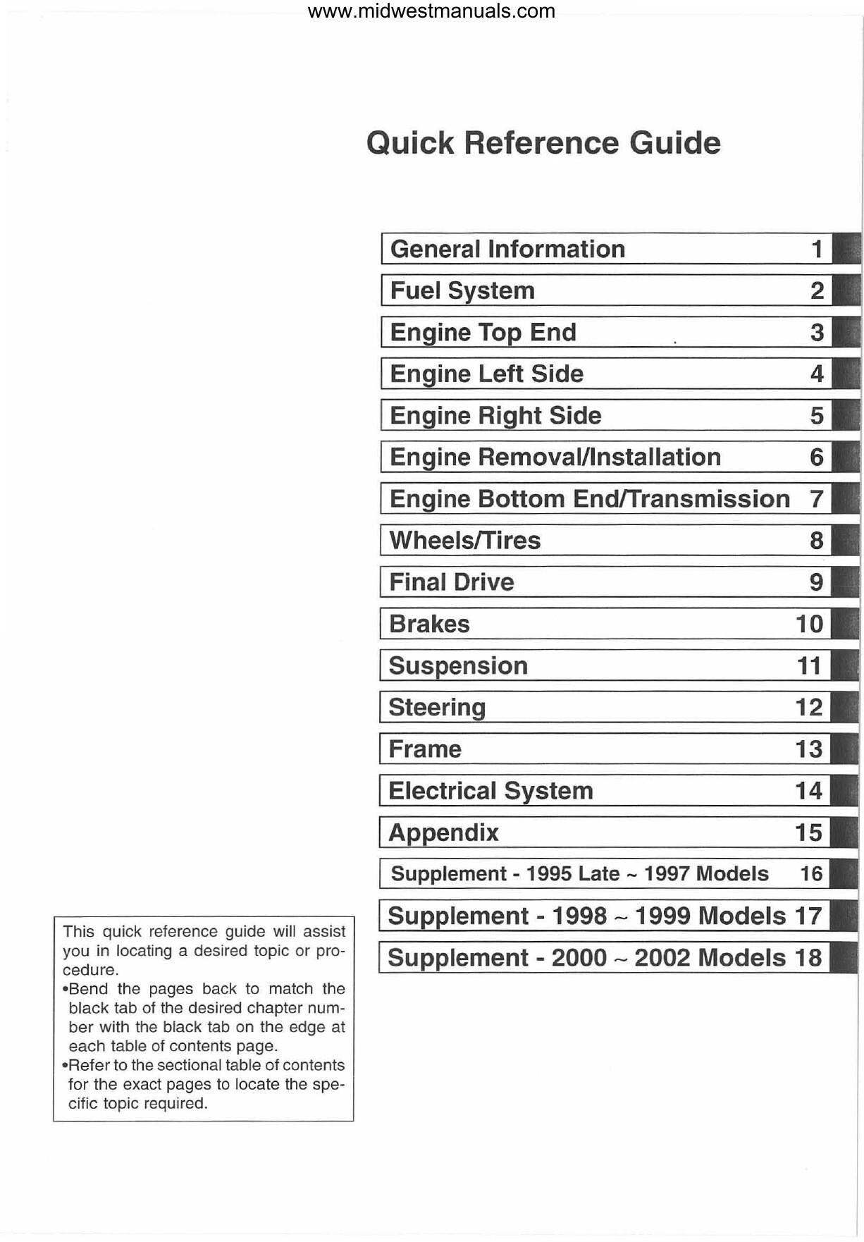 Kawasaki KLF220 Bayou ATV Service Manual | 1988-2002 - sample page 4