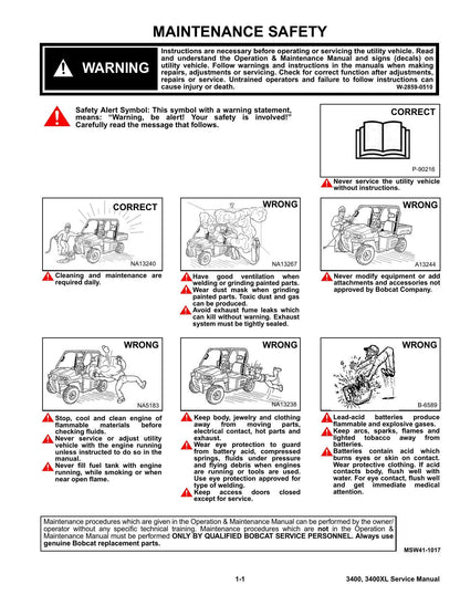 Bobcat 3400 3400XL UTV Service Manual | 2021-2025 - sample page 7
