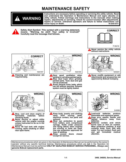 Bobcat 3400 3400XL UTV Service Manual | 2010-2014 - sample page 5