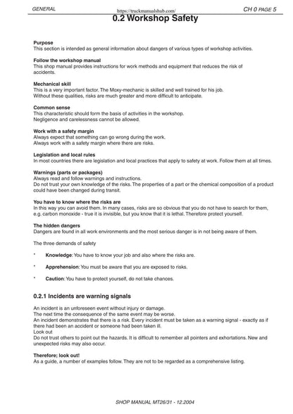 Moxy MT26 MT31 Articulated Dump Truck Service Manual | 2004-2008 - sample page 9