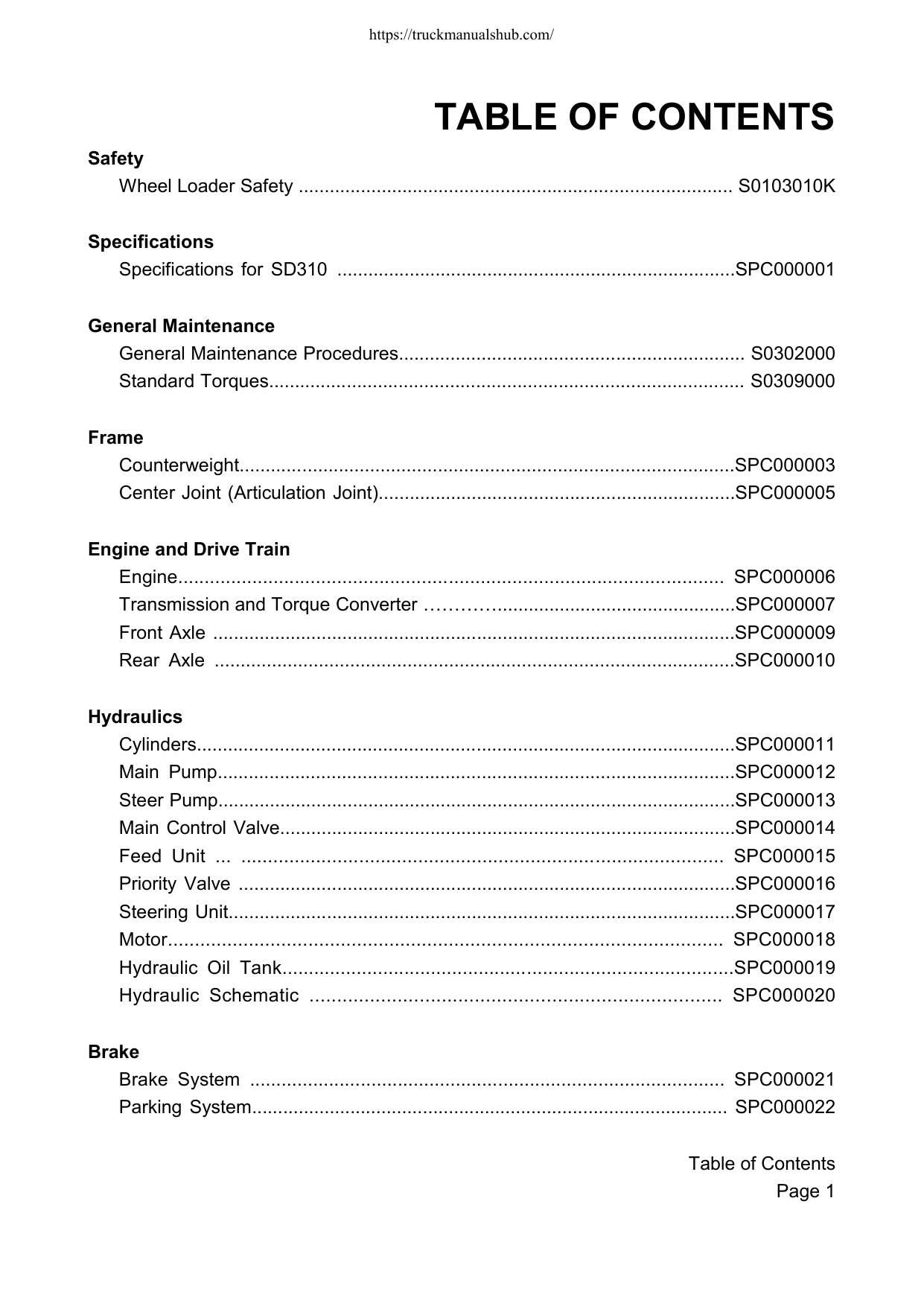 Doosan SD 310 Wheel Loader Service Manual | 2012-2016 - sample page 3