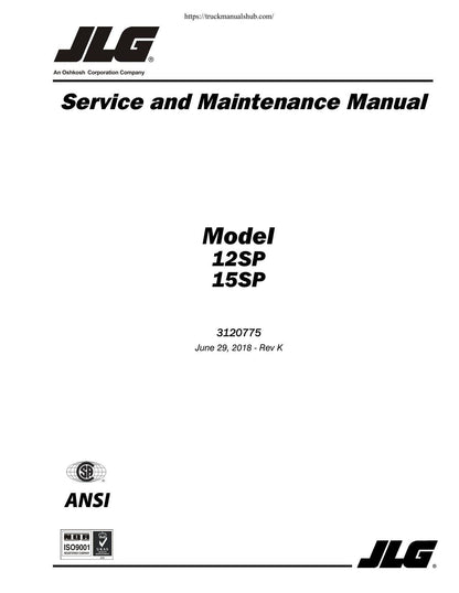 JLG 12SP 15SP Aerial Work Platform Service Manual | 1999-2018 - sample page 1