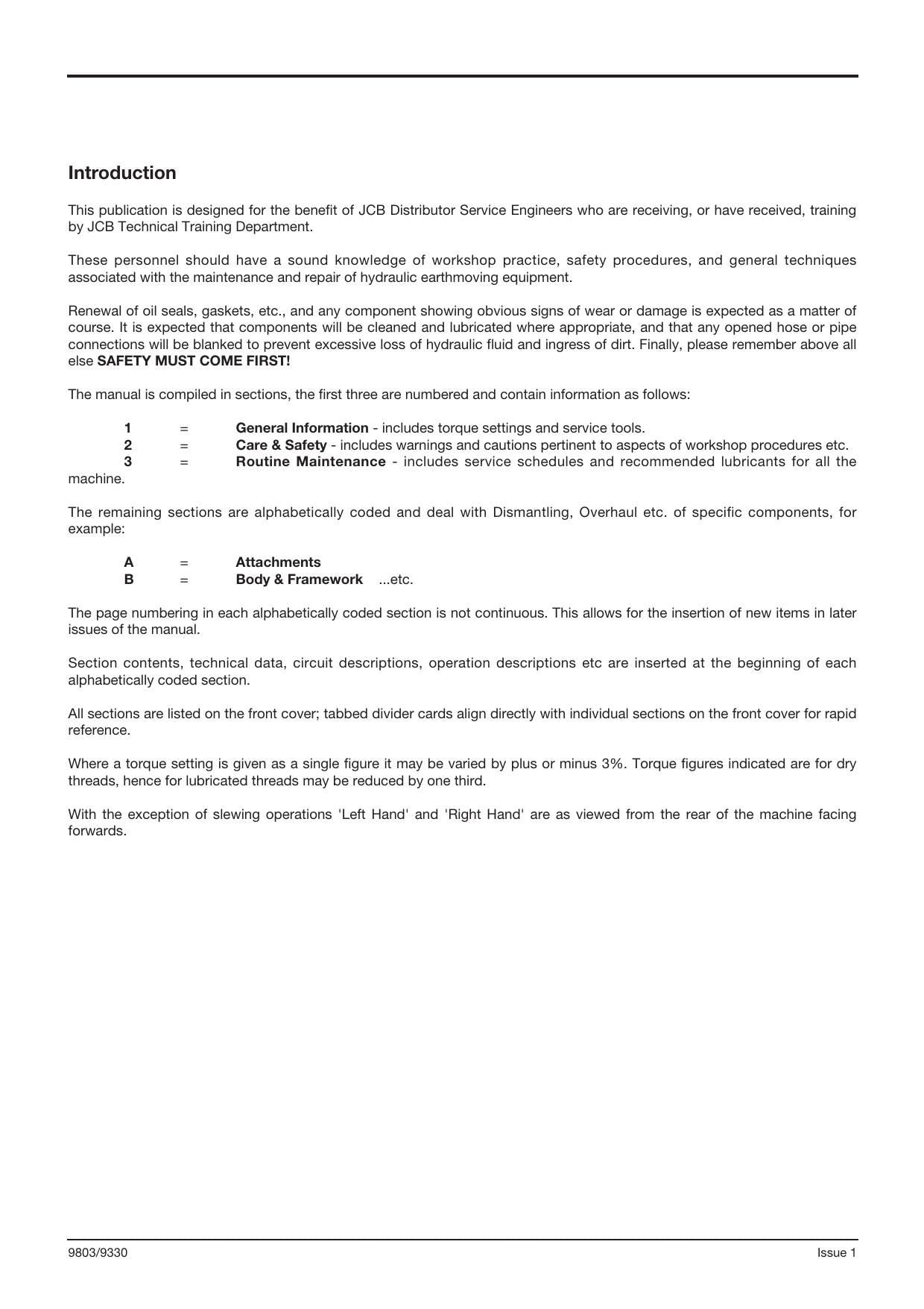 JCB 8080 Midi Excavator Service Manual | 1995-1999 - sample page 6