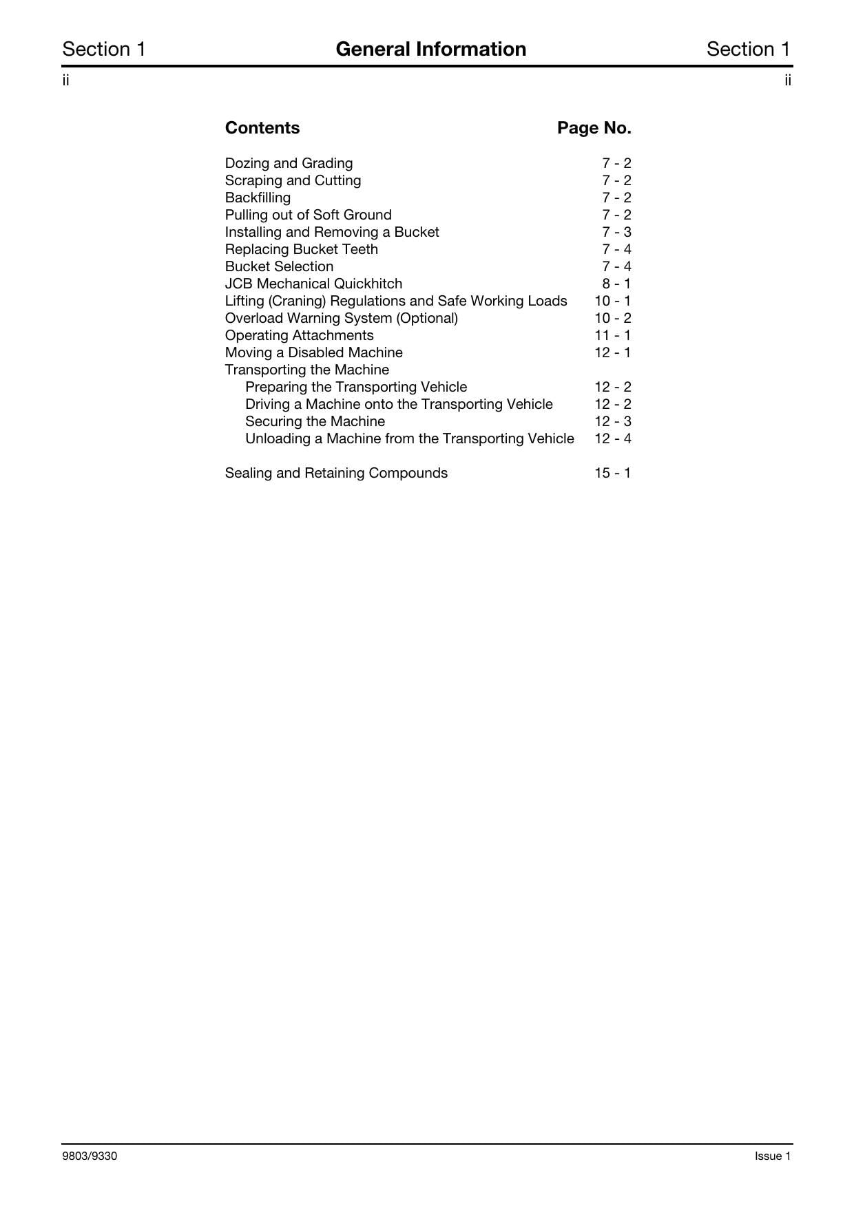 JCB 8080 Midi Excavator Service Manual | 1995-1999 - sample page 9