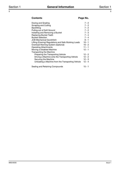 JCB 8080 Midi Excavator Service Manual | 1995-1999 - sample page 9