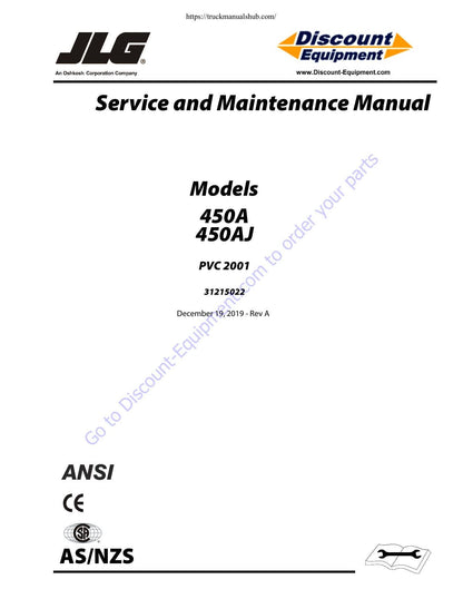 JLG 450A 450AJ Boom Lift Service Manual | 2019-2023 - sample page 1