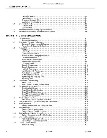 JLG 1930 2032 2632 2646 3246 ES Construction Equipment Service Manual | 2014-2020 - sample page 7