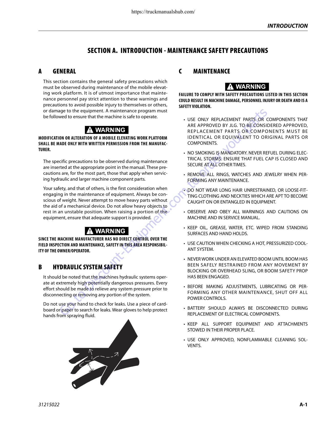 JLG 450A 450AJ Boom Lift Service Manual | 2019-2023 - sample page 3