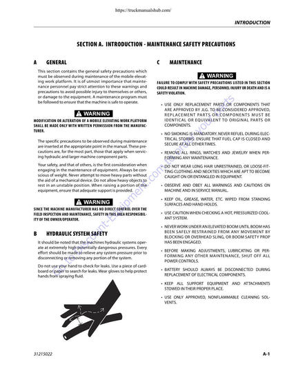 JLG 450A 450AJ Boom Lift Service Manual | 2019-2023 - sample page 3
