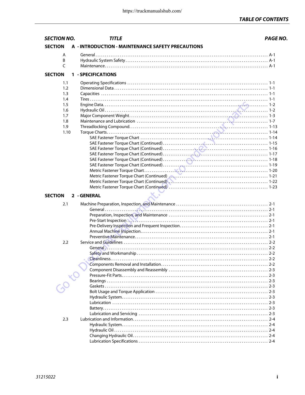 JLG 450A 450AJ Boom Lift Service Manual | 2019-2023 - sample page 4