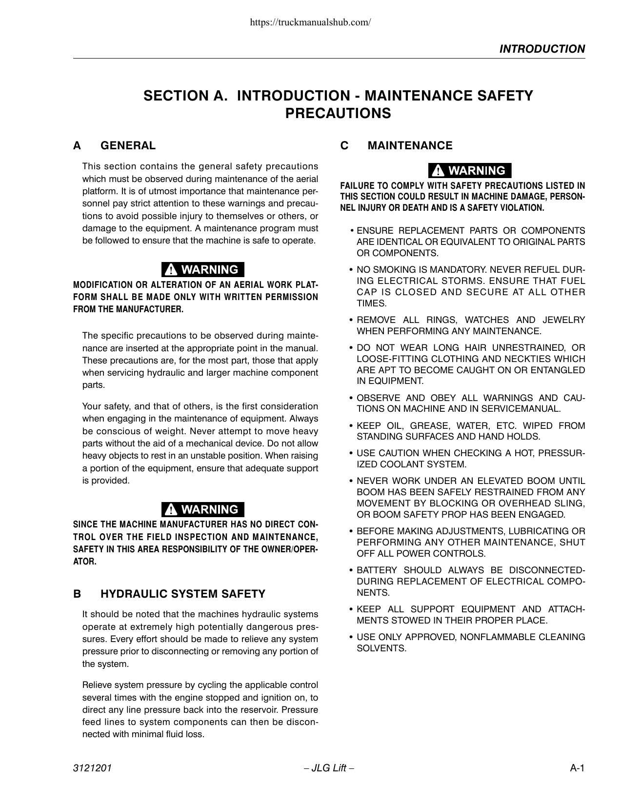 JLG 600A 600AJ Boom Lift Service Manual | 2004-2012 - sample page 5