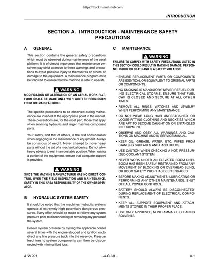 JLG 600A 600AJ Boom Lift Service Manual | 2004-2012 - sample page 5