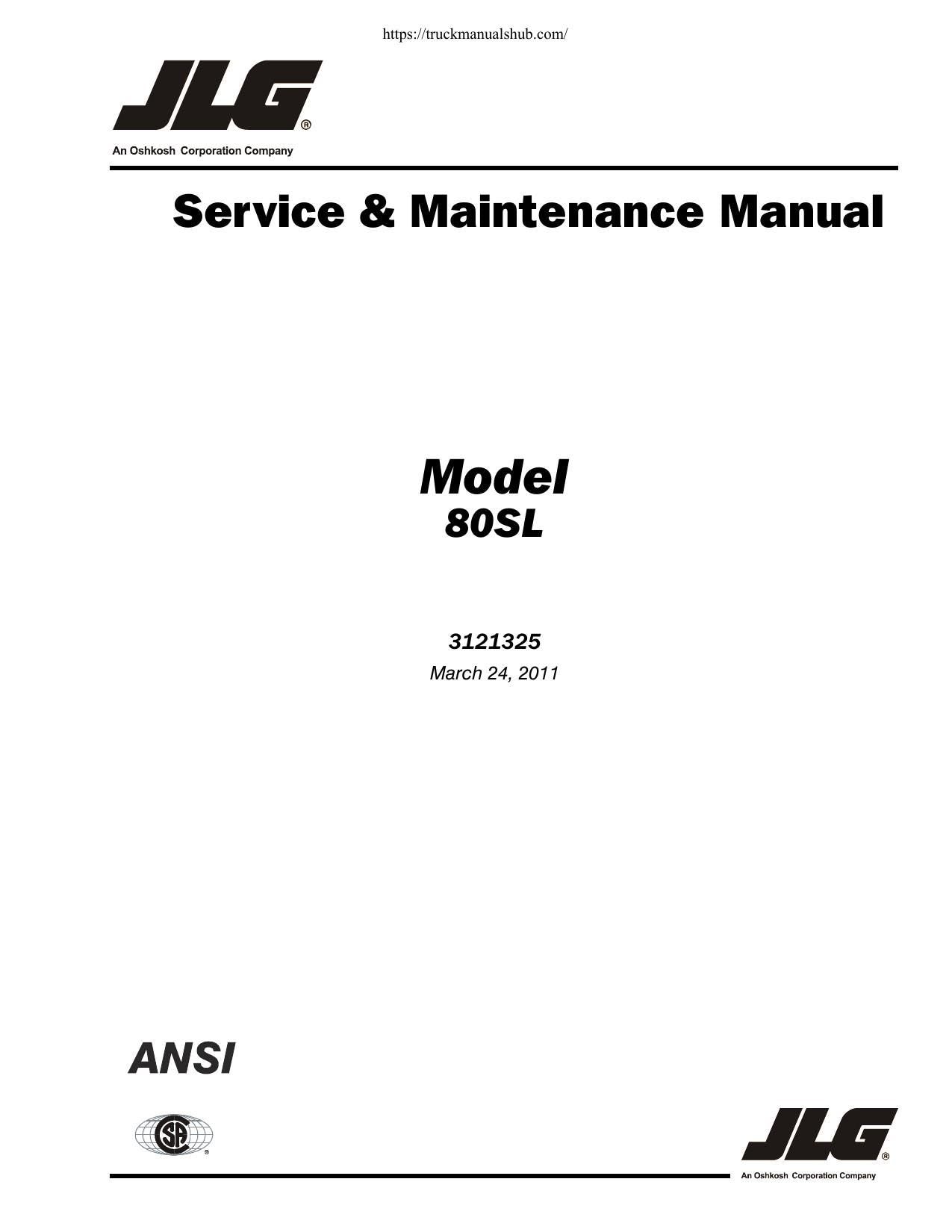 JLG 80SL Scissor Lift Service Manual | 2007-2011 - sample page 1