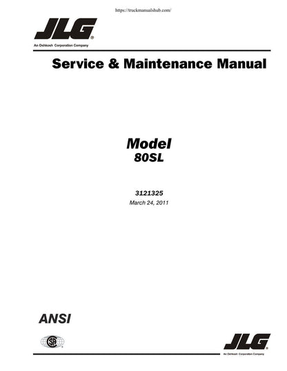 JLG 80SL Scissor Lift Service Manual | 2007-2011 - sample page 1
