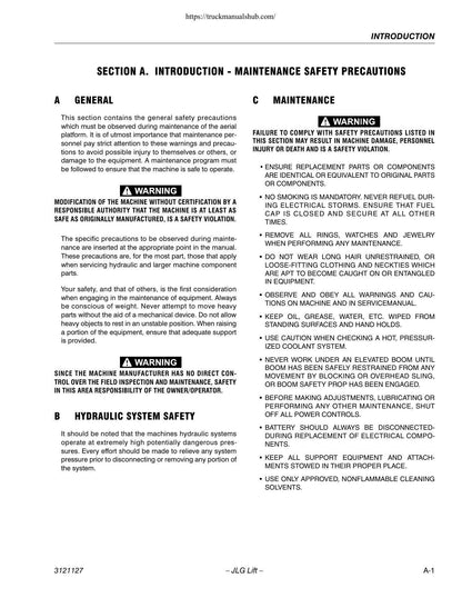 JLG E450A E450AJ M450A M450AJ Boom Lift Service Manual | 1999-2009 - sample page 8