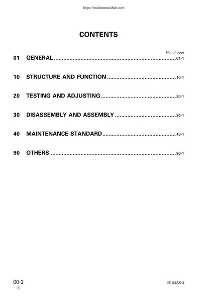 Komatsu D155AX-5 Bulldozer Service Manual | 2001-2005 - sample page 5