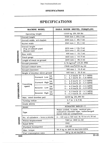 Komatsu D55S-3 Dozer Shovel Service Manual | 2008-2012 - sample page 7