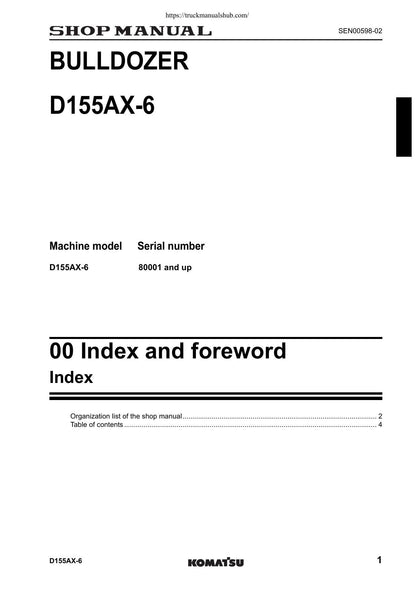 Komatsu Galeo D155AX-6 Bulldozer Service Manual | 2006-2010 - sample page 4