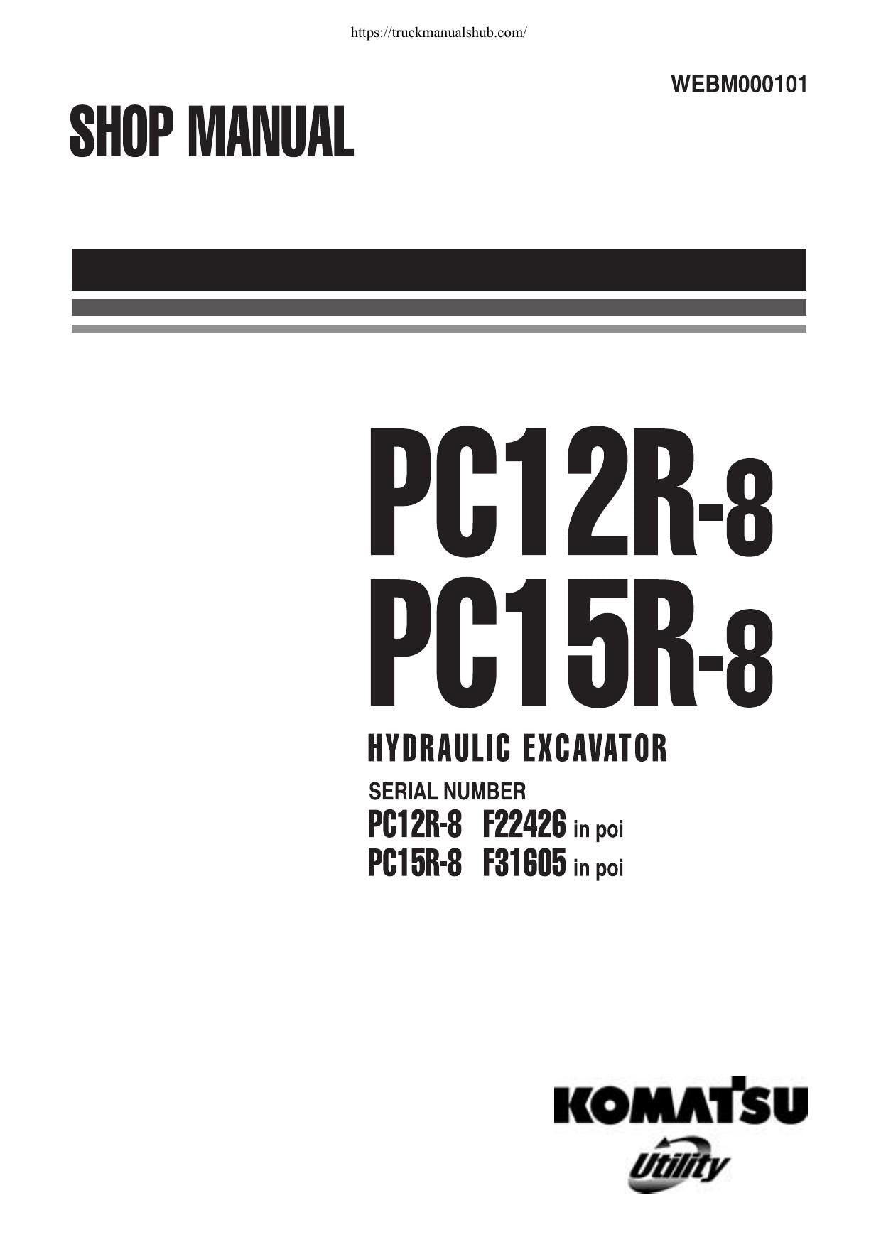 Komatsu PC12R-8 PC15R-8 Excavator Service Manual | 2000-2004 - sample page 1
