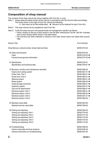 Komatsu HD785-7 Dump Truck Service Manual | 2007-2011 - sample page 5