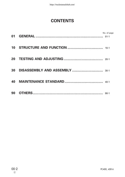 Komatsu PC400 PC450-6 Excavator Service Manual | 2004-2008 - sample page 6